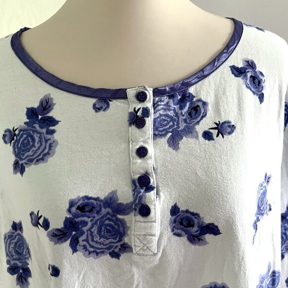 Vintage Collections Etc White Blue Floral Cotton Cottagecore Nightgown Womens XL - Picture 4 of 5